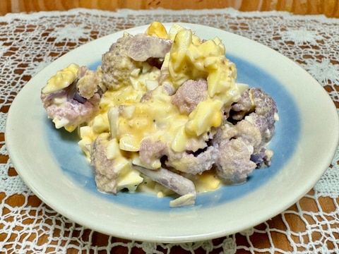 ホクホクと甘い紫カリフラワーとゆで卵の☆サラダ